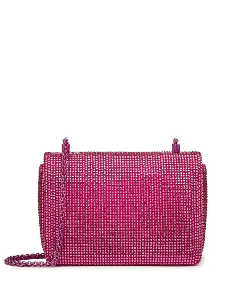 Pink One Stud Embellished Leather Cross Body Bag