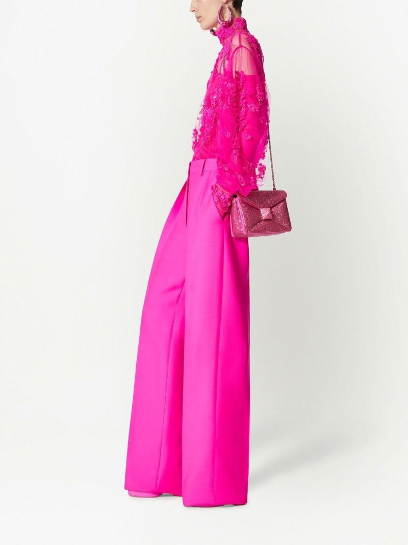 Pink One Stud Embellished Leather Cross Body Bag