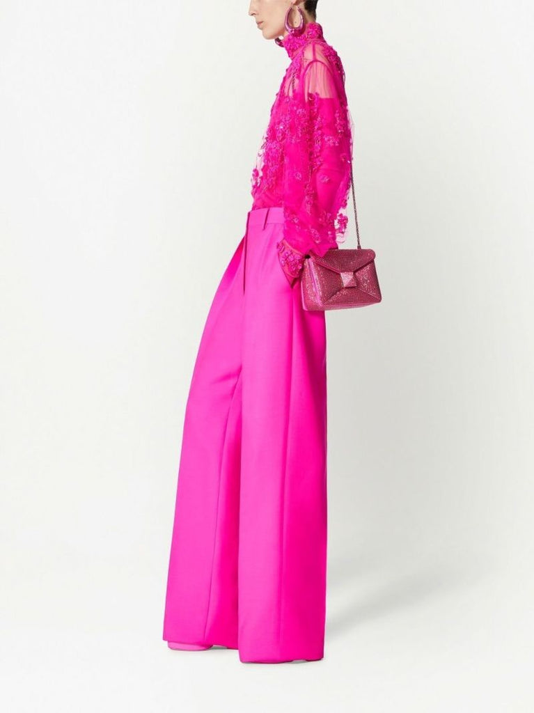 Pink One Stud Embellished Leather Cross Body Bag