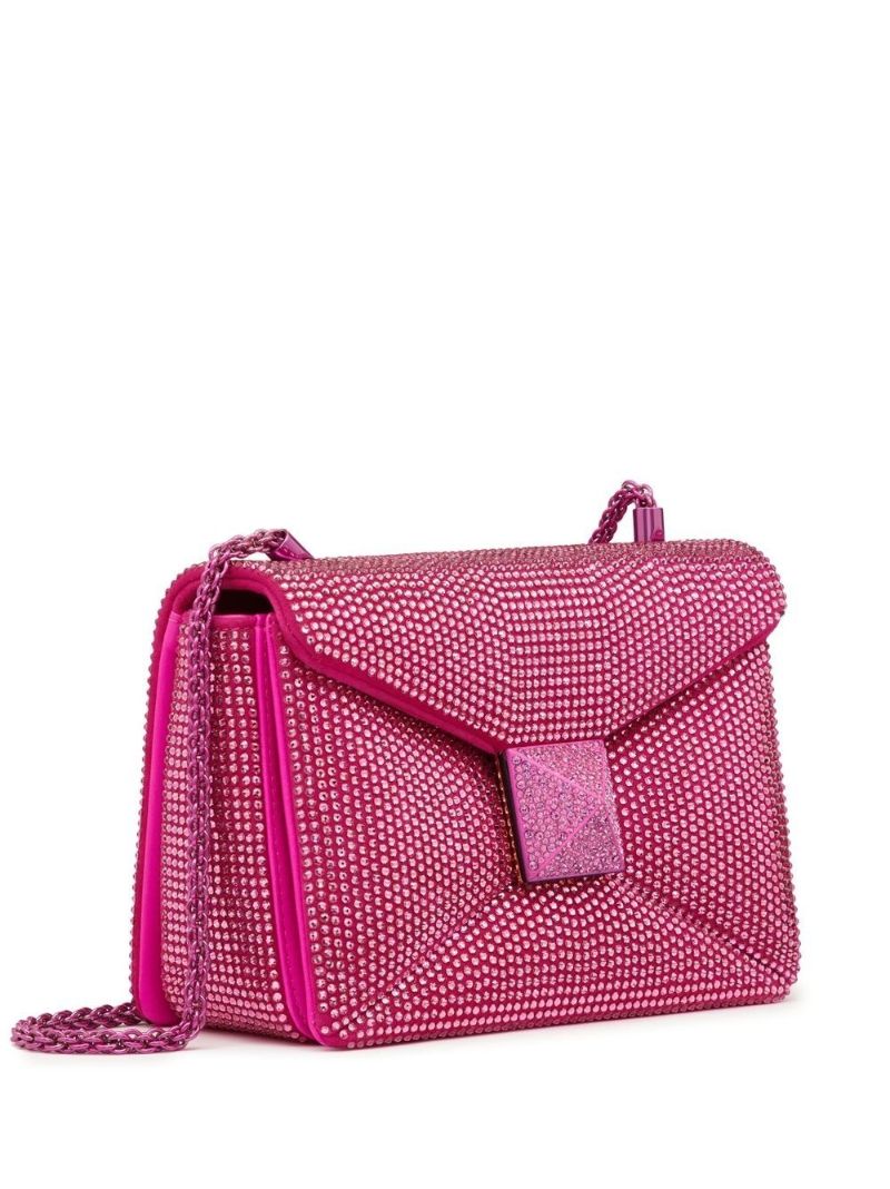 Pink One Stud Embellished Leather Cross Body Bag