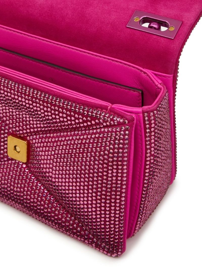 Pink One Stud Embellished Leather Cross Body Bag