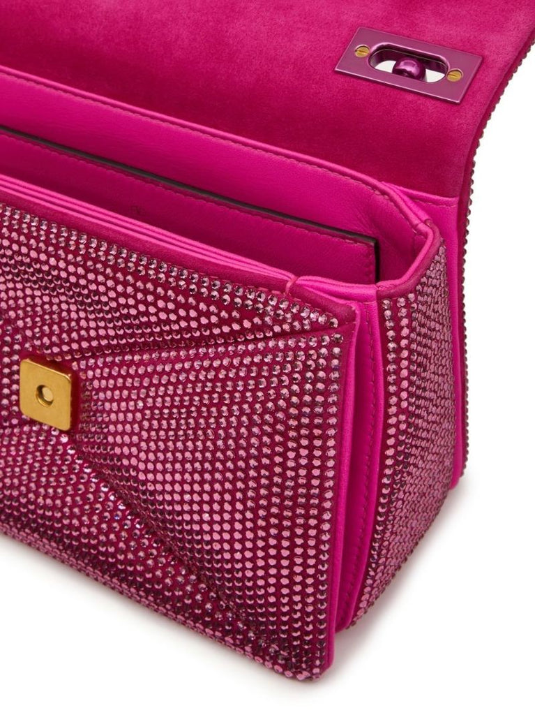 Pink One Stud Embellished Leather Cross Body Bag