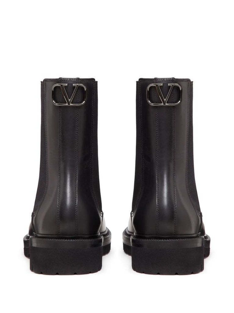 Black Vlogo Leather Chelsea Boots