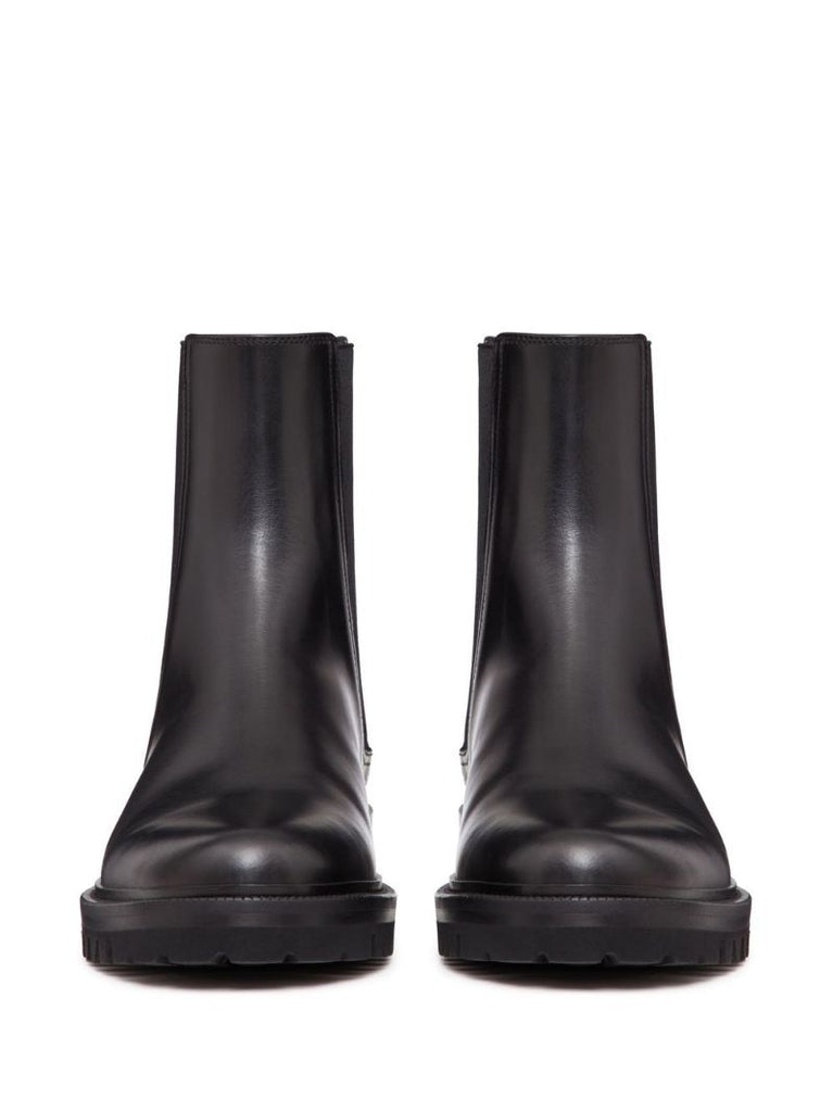 Black Vlogo Leather Chelsea Boots