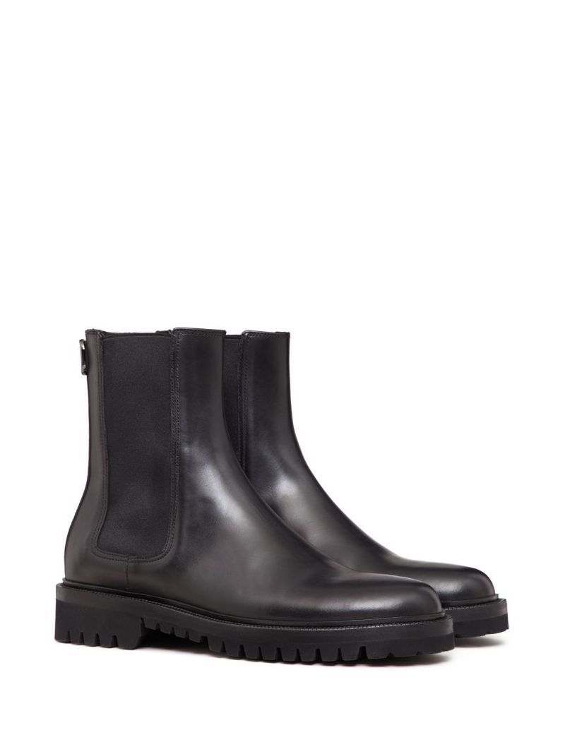 Black Vlogo Leather Chelsea Boots