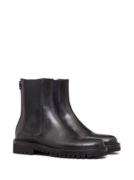 Black Vlogo Leather Chelsea Boots