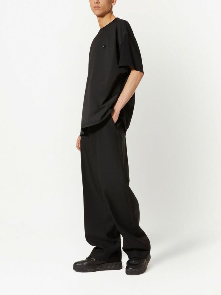 Black Stud Detail Panelled T-shirt