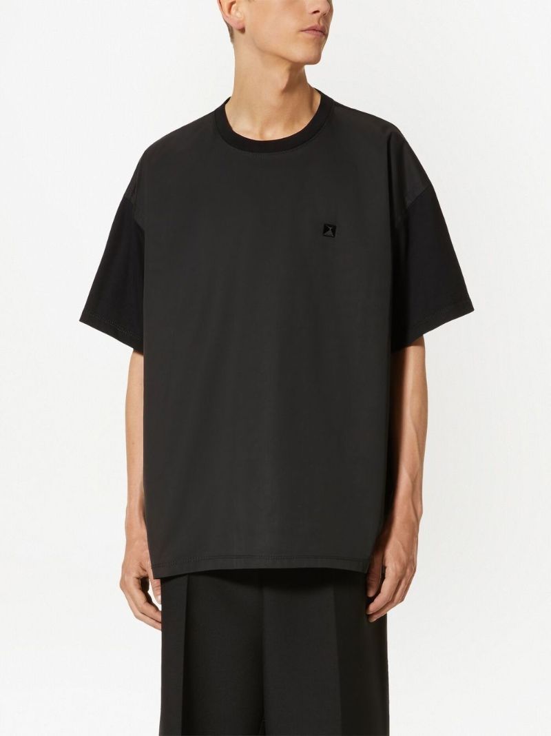 Black Stud Detail Panelled T-shirt