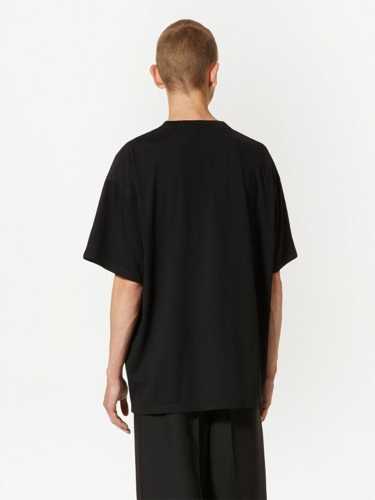 Black Stud Detail Panelled T-shirt