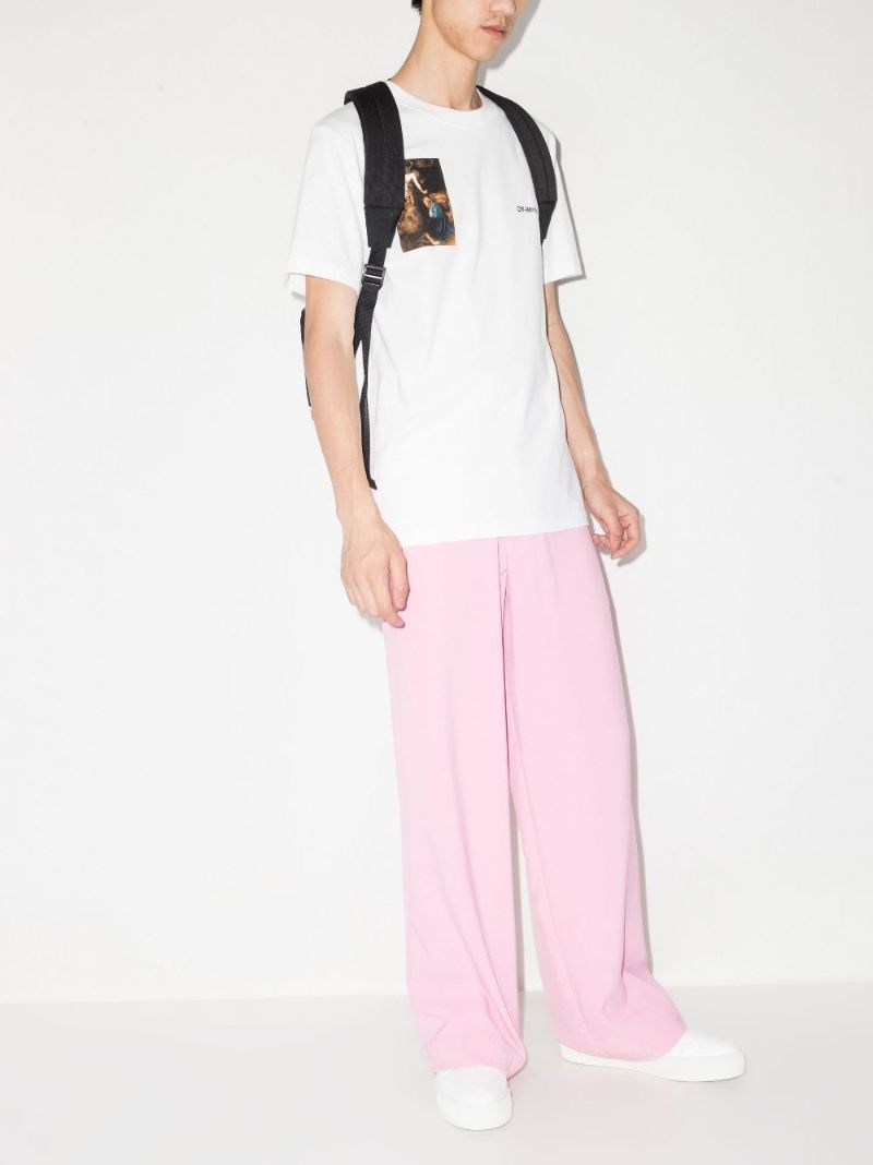 White Caravaggio Print Cotton T-shirt