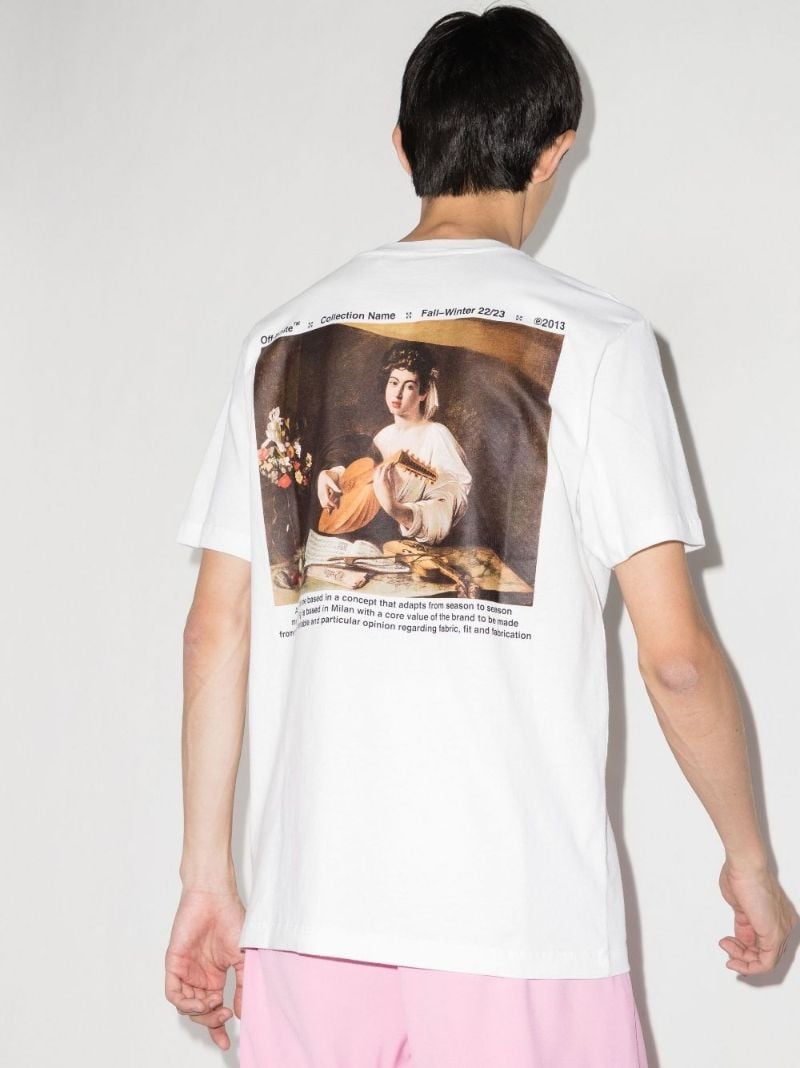 White Caravaggio Print Cotton T-shirt