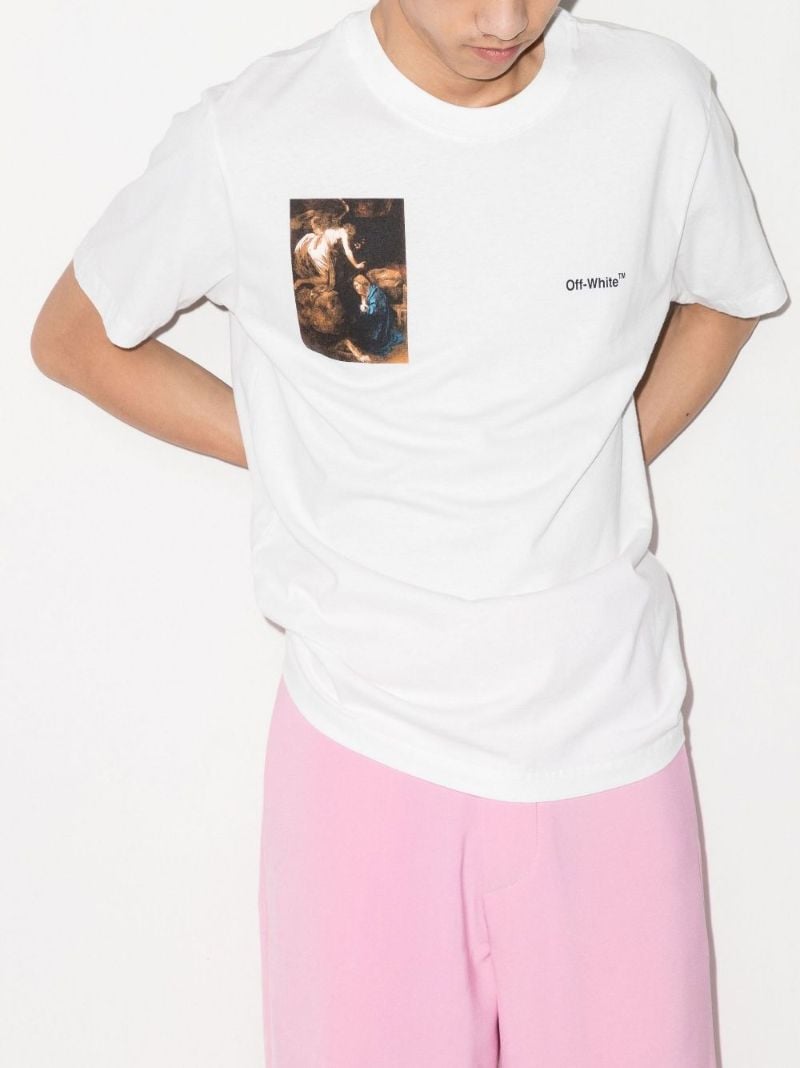 White Caravaggio Print Cotton T-shirt