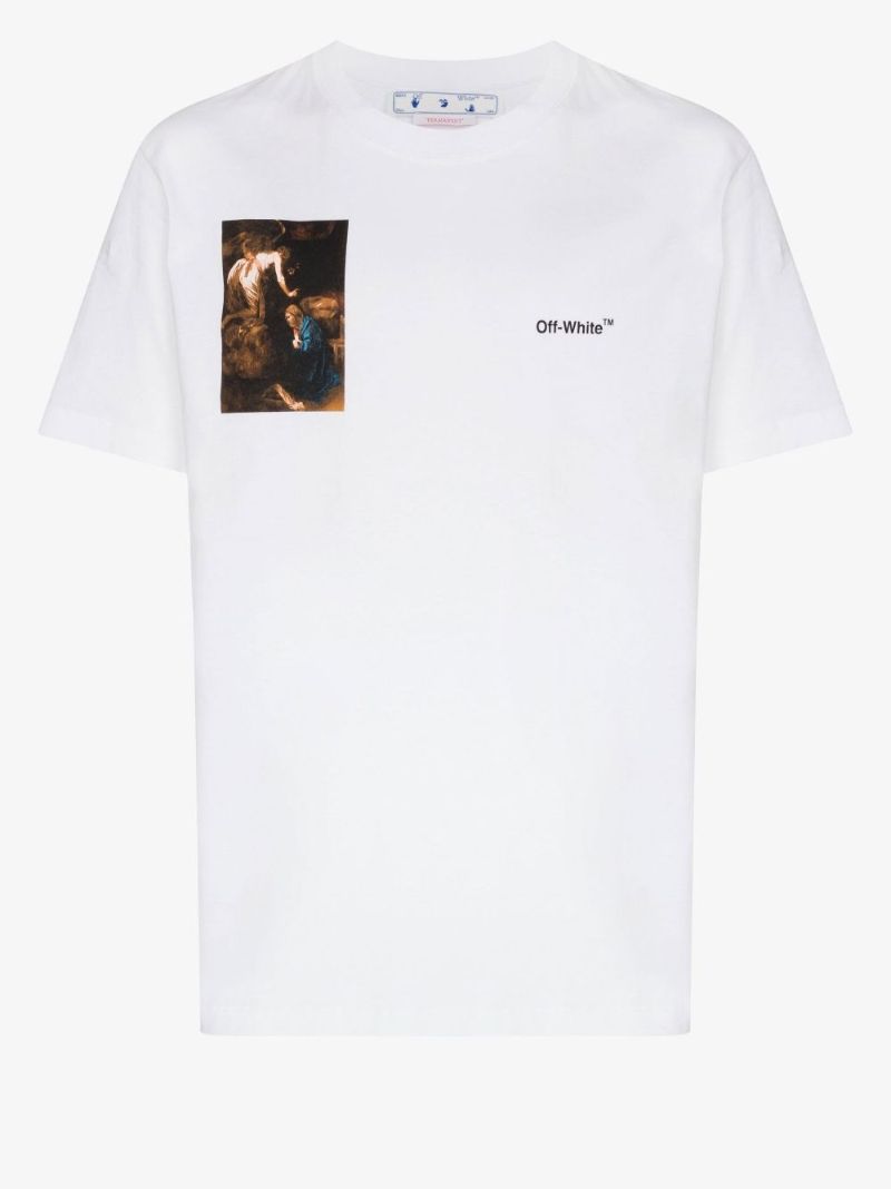 White Caravaggio Print Cotton T-shirt