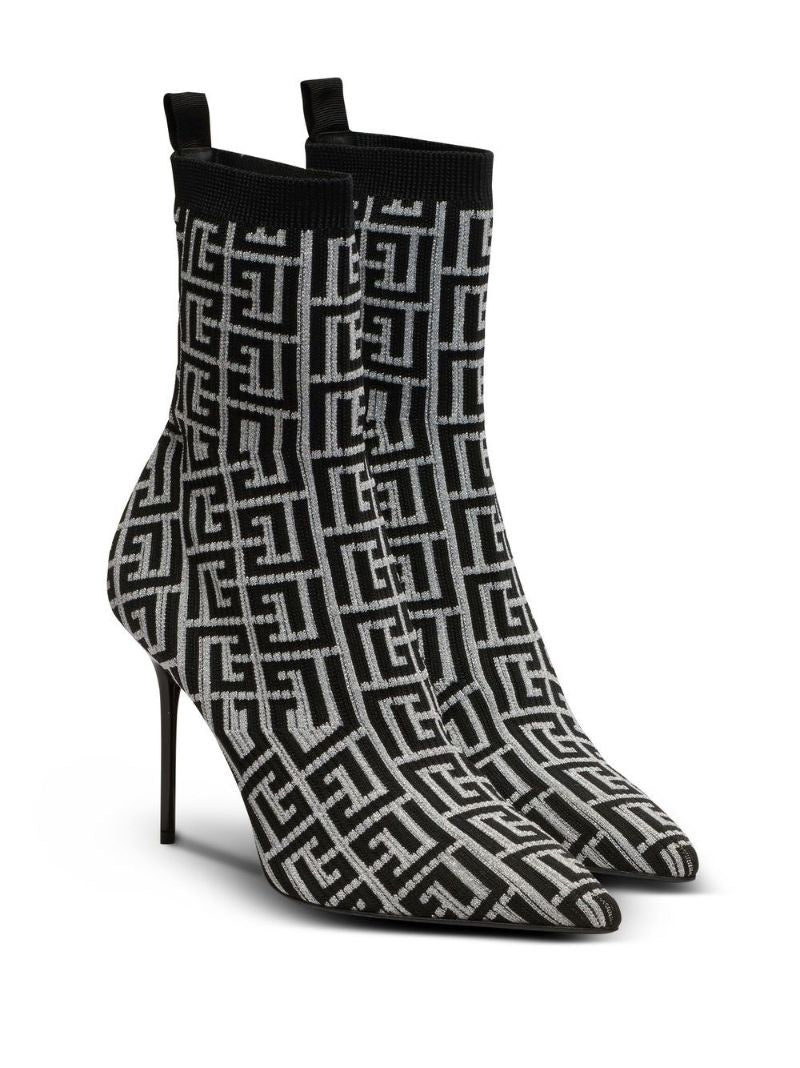 Grey Skye 95 Monogram Knitted Ankle Boots