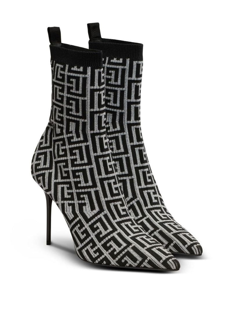 Grey Skye 95 Monogram Knitted Ankle Boots