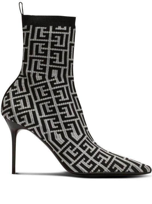Grey Skye 95 Monogram Knitted Ankle Boots