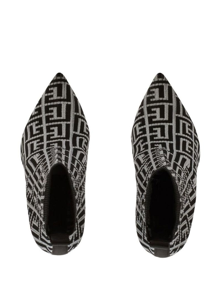 Grey Skye 95 Monogram Knitted Ankle Boots