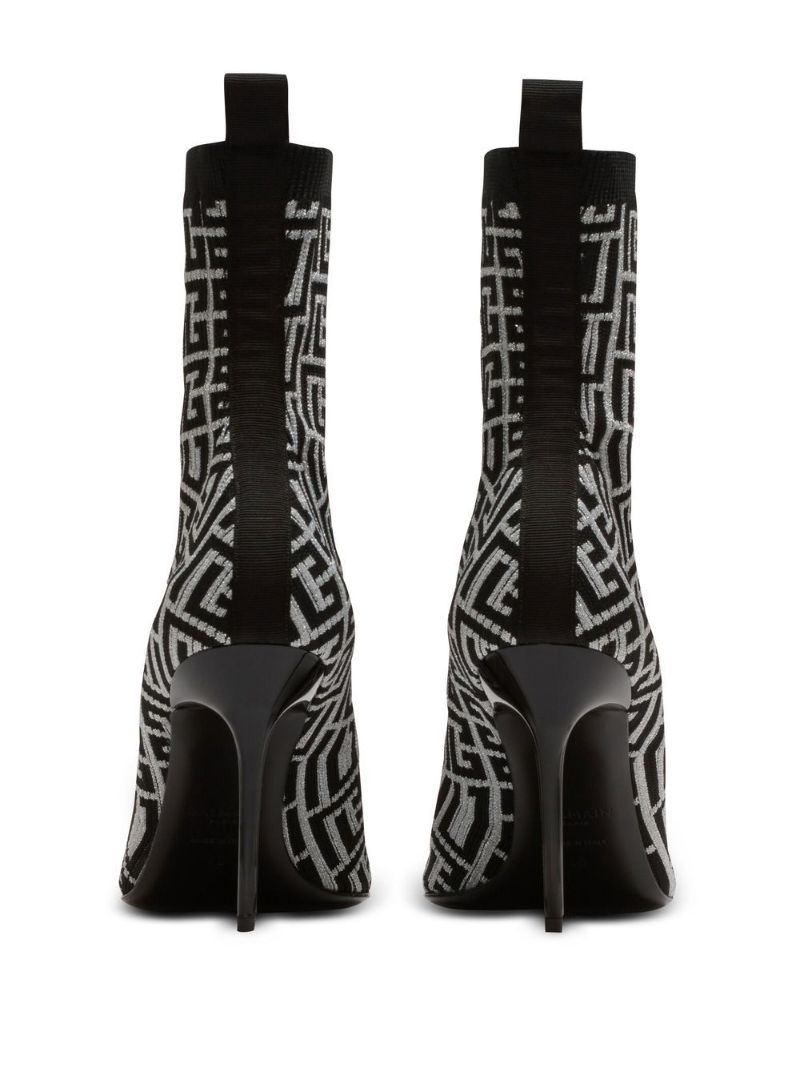 Grey Skye 95 Monogram Knitted Ankle Boots