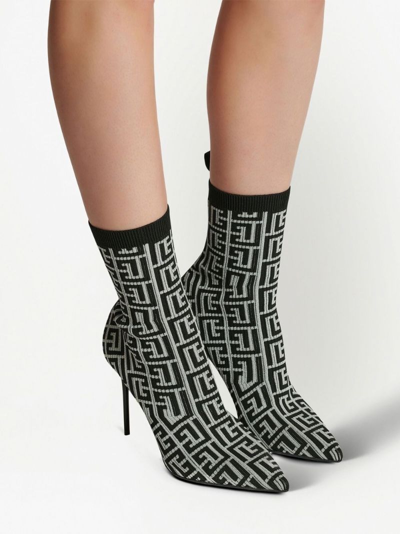 Grey Skye 95 Monogram Knitted Ankle Boots