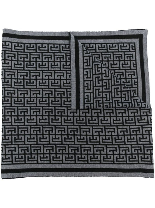 Grey Monogram Wool Scarf