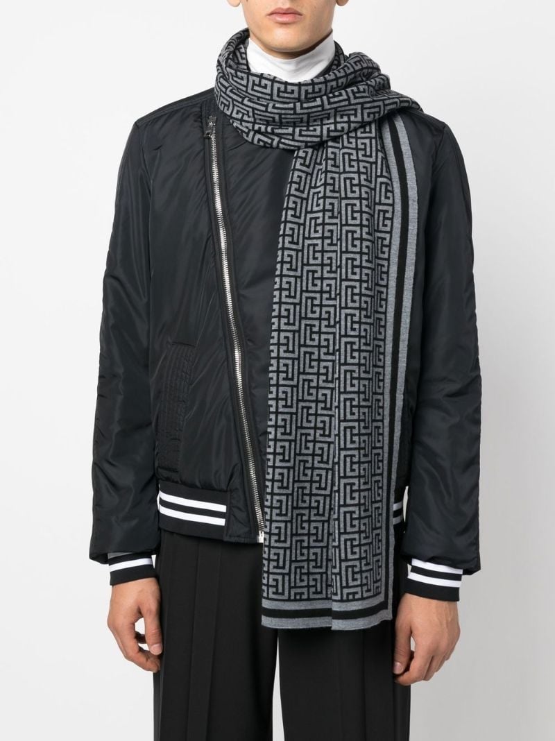Grey Monogram Wool Scarf