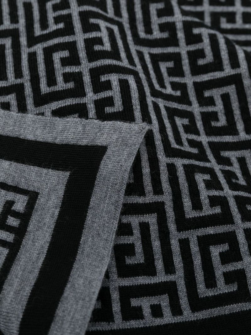 Grey Monogram Wool Scarf