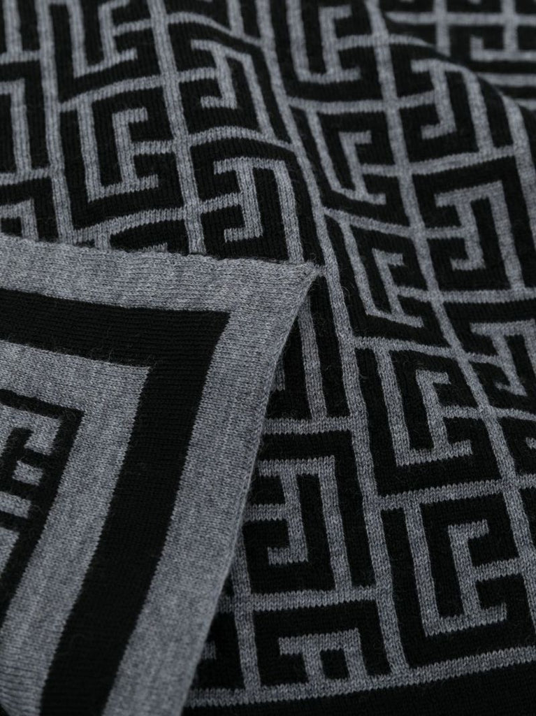 Grey Monogram Wool Scarf