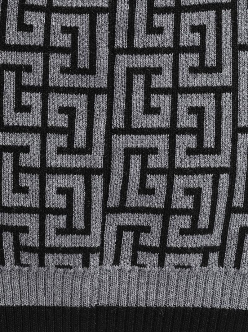 Grey Monogram Wool Beanie Hat