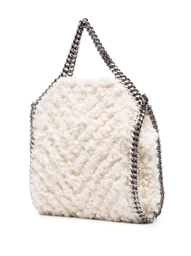 White Falabella Faux Shearling Mini Tote Bag