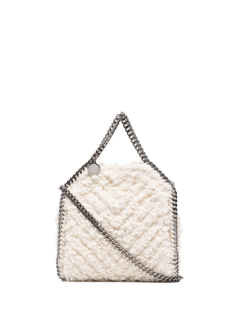 White Falabella Faux Shearling Mini Tote Bag