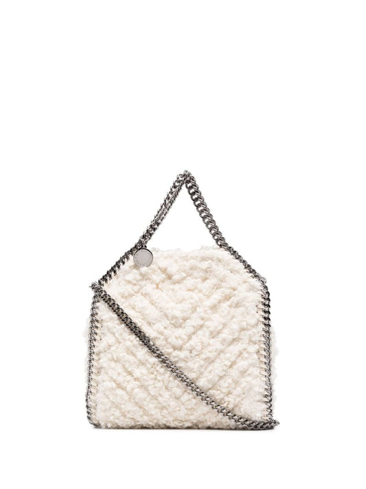 White Falabella Faux Shearling Mini Tote Bag