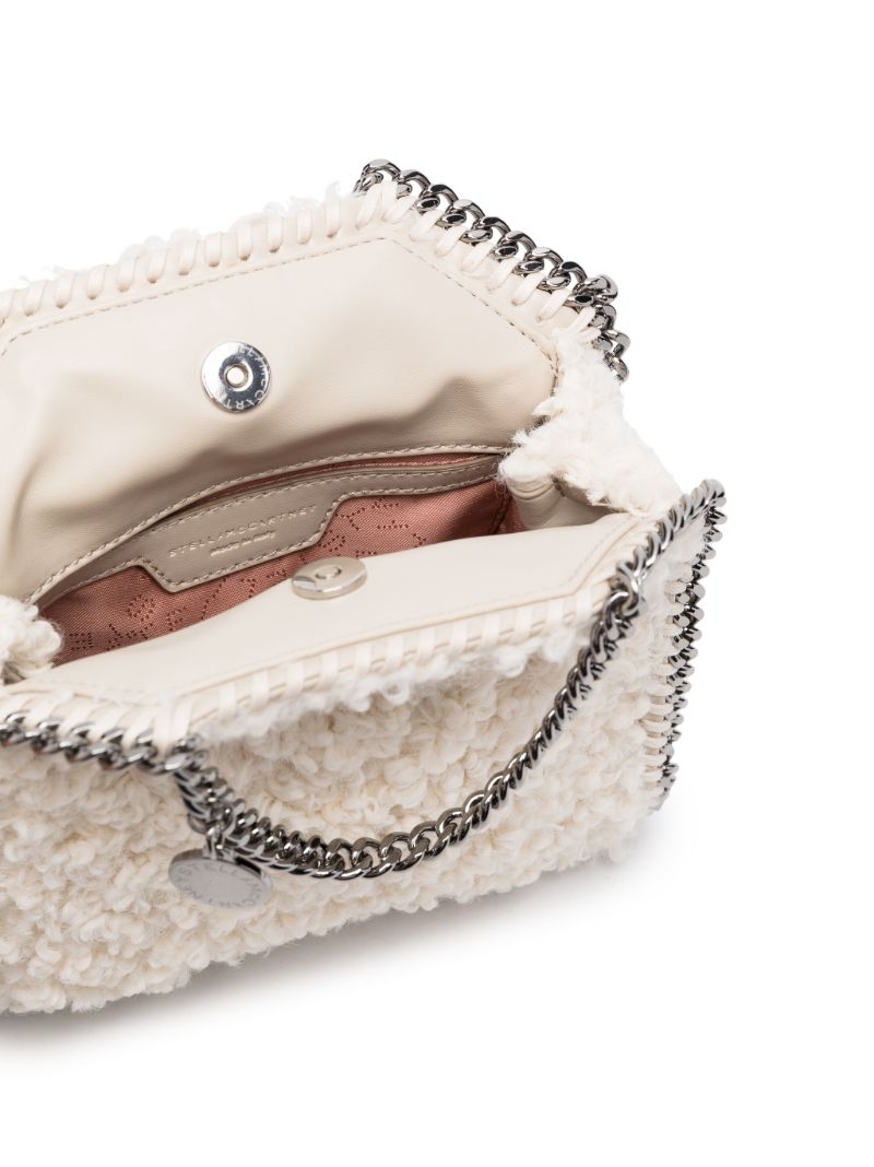White Falabella Faux Shearling Mini Tote Bag
