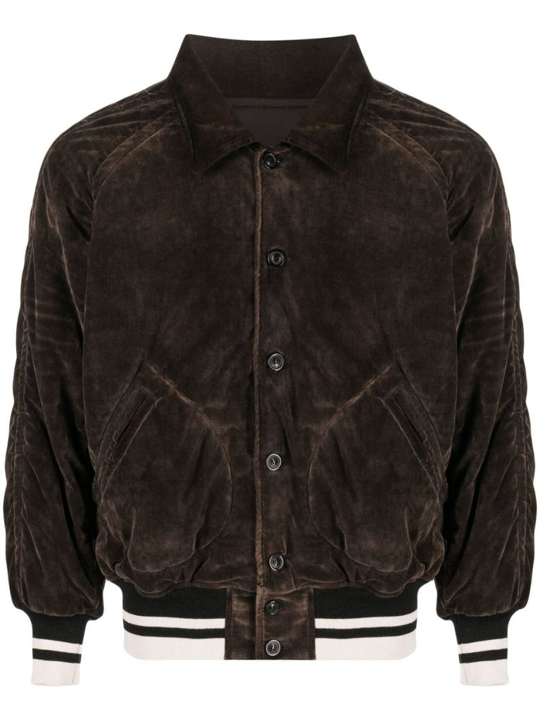 Brown Velvet Bomber Jacket