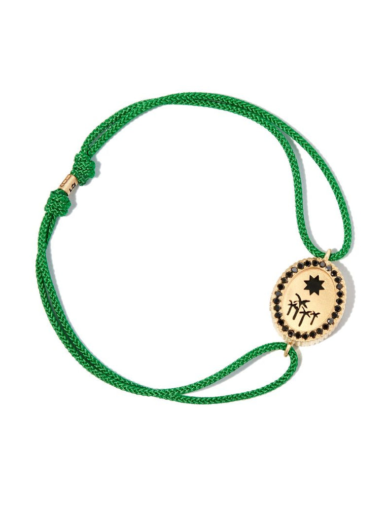 14k Yellow Gold and Diamond Palm Tree Cord Bracelet