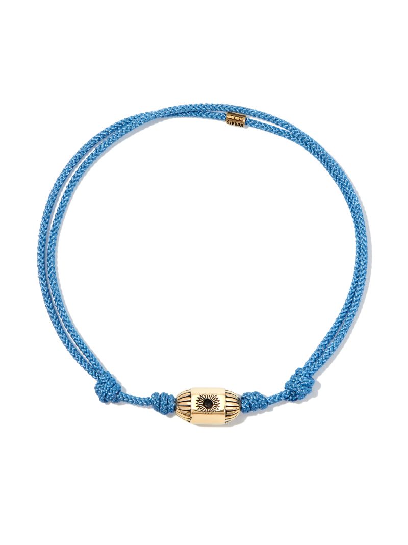 14k Yellow Gold Ribbed Hexagon Bolt Cord Bracelet