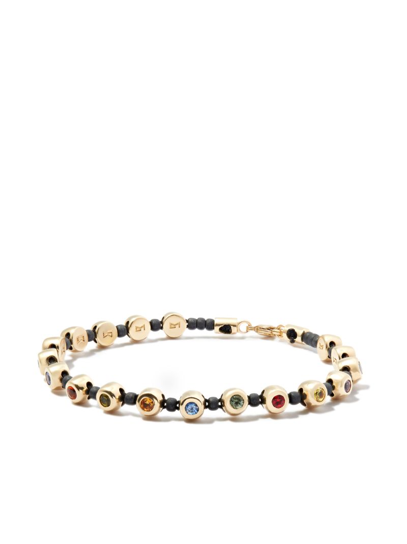 14k Yellow Gold Dome Rainbow Sapphire Bracelet
