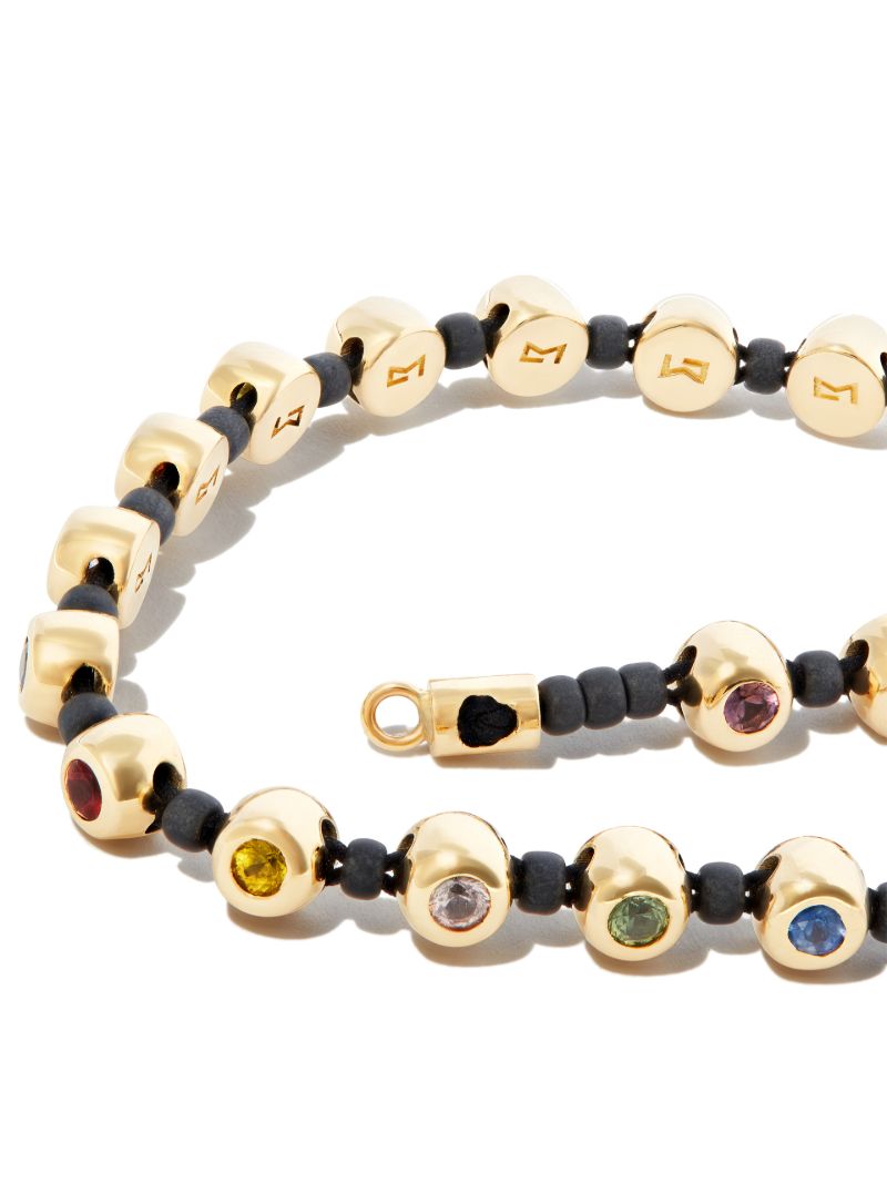 14k Yellow Gold Dome Rainbow Sapphire Bracelet