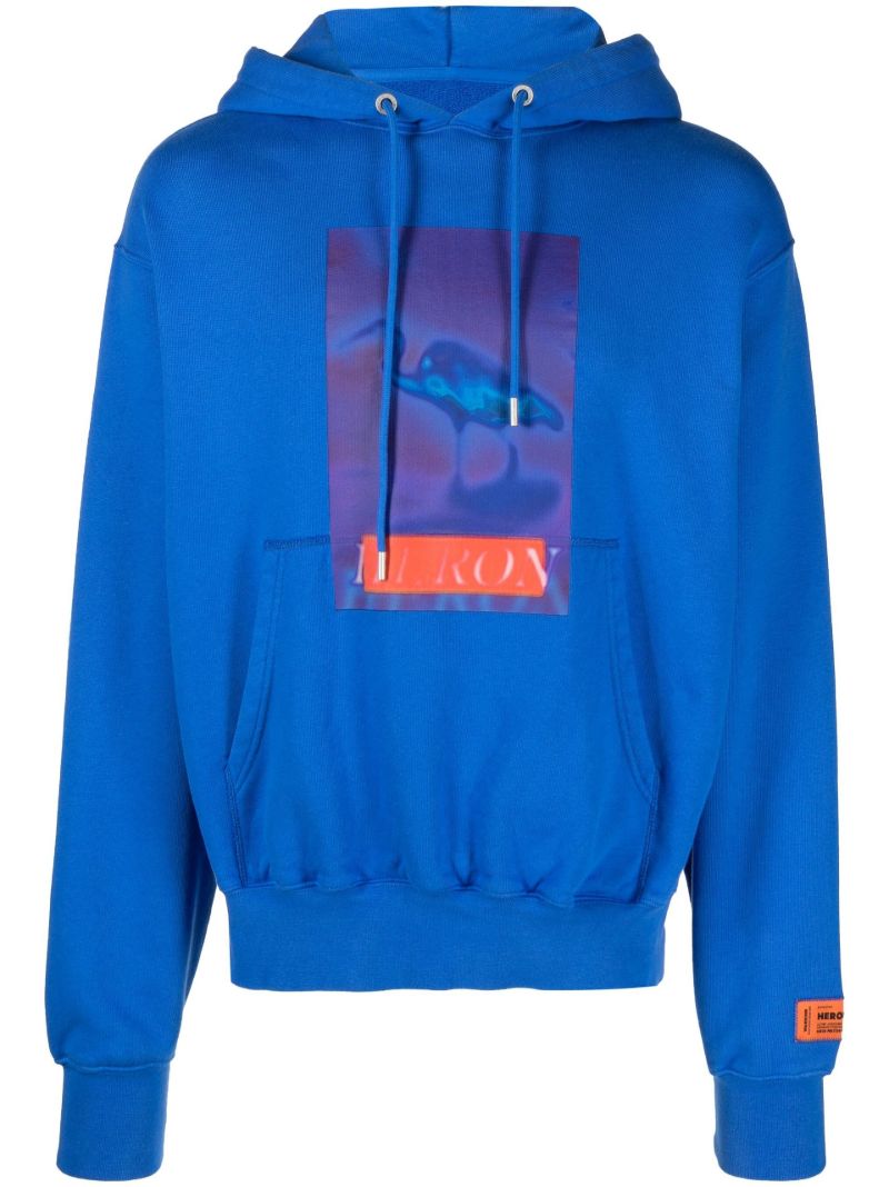 Blue Censored Print Hoodie