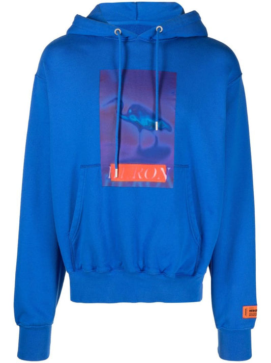 Blue Censored Print Hoodie
