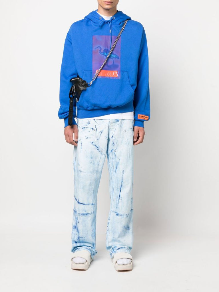 Blue Censored Print Hoodie