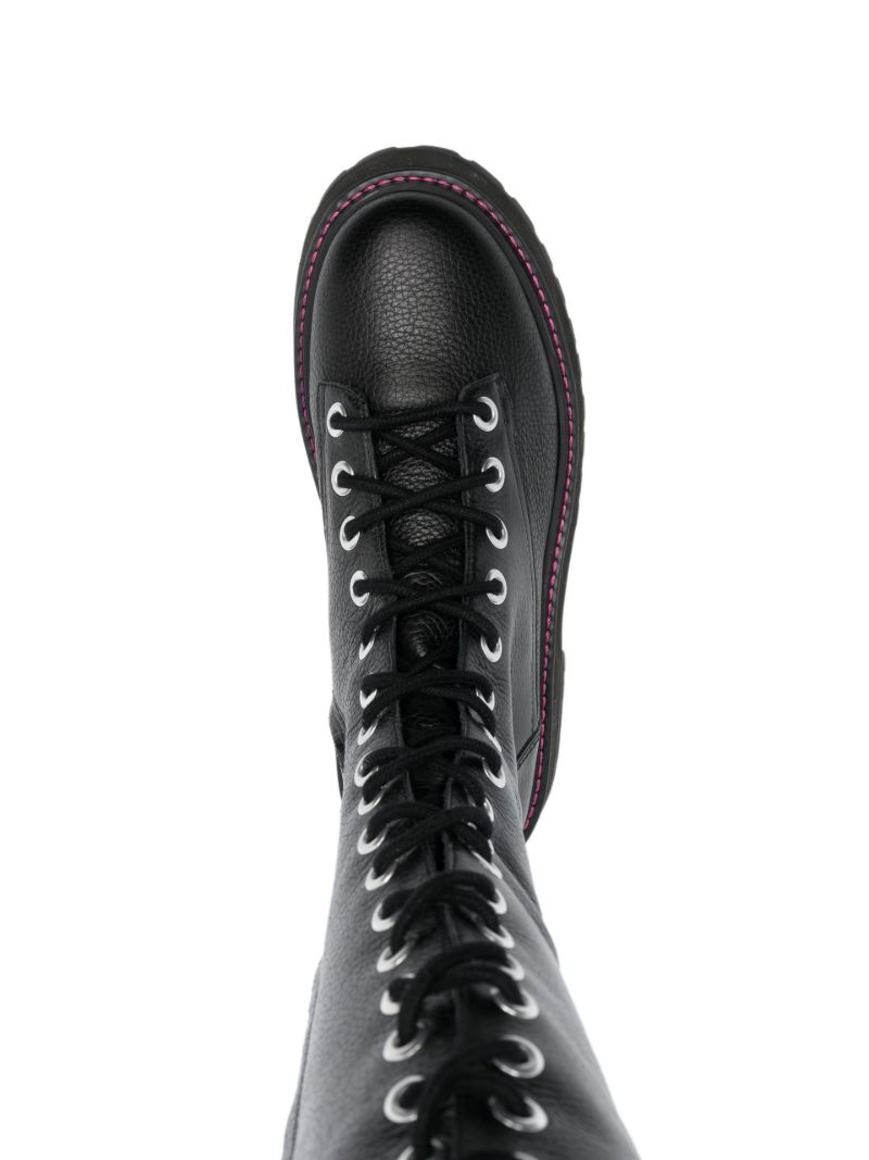 Black Lara Knee-high Leather Combat Boots