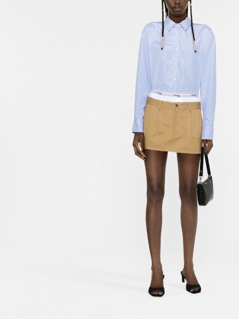 Brown Layered Cotton Mini Skirt
