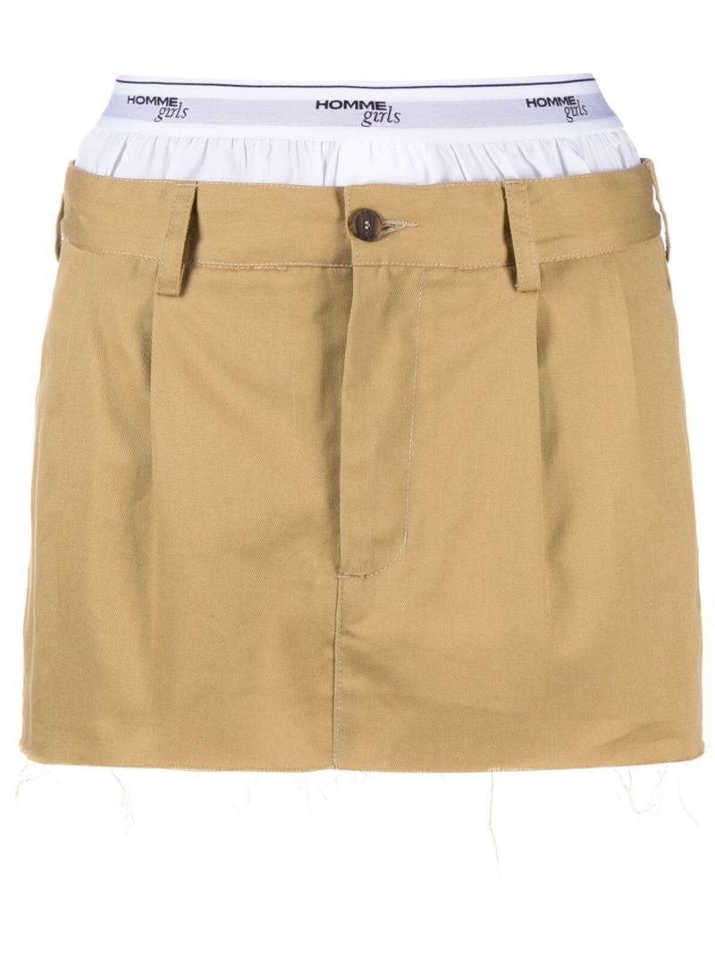 Brown Layered Cotton Mini Skirt