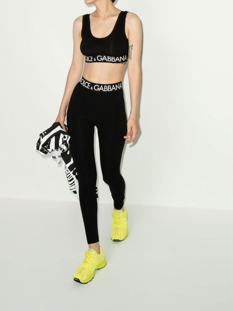 Black Logo Hem Cotton Cropped Top