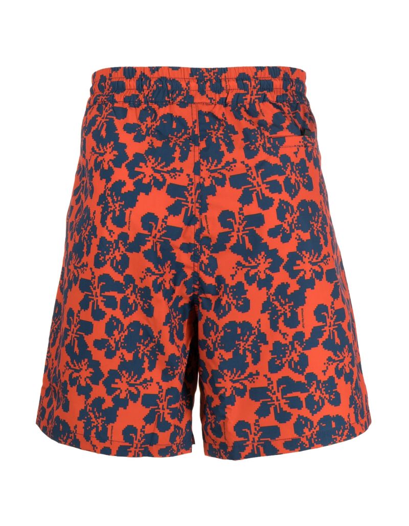 Red Hibiscus Camo Print Swim Shorts
