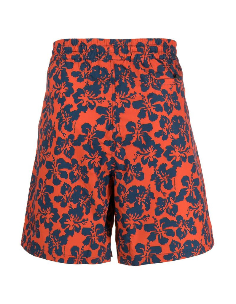 Red Hibiscus Camo Print Swim Shorts
