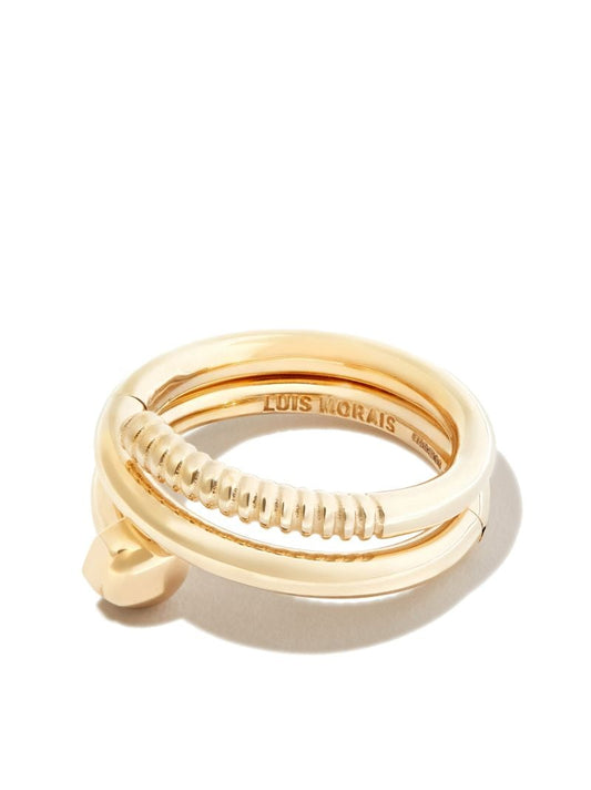 14k Yellow Gold Short Screw Serpentine Ring
