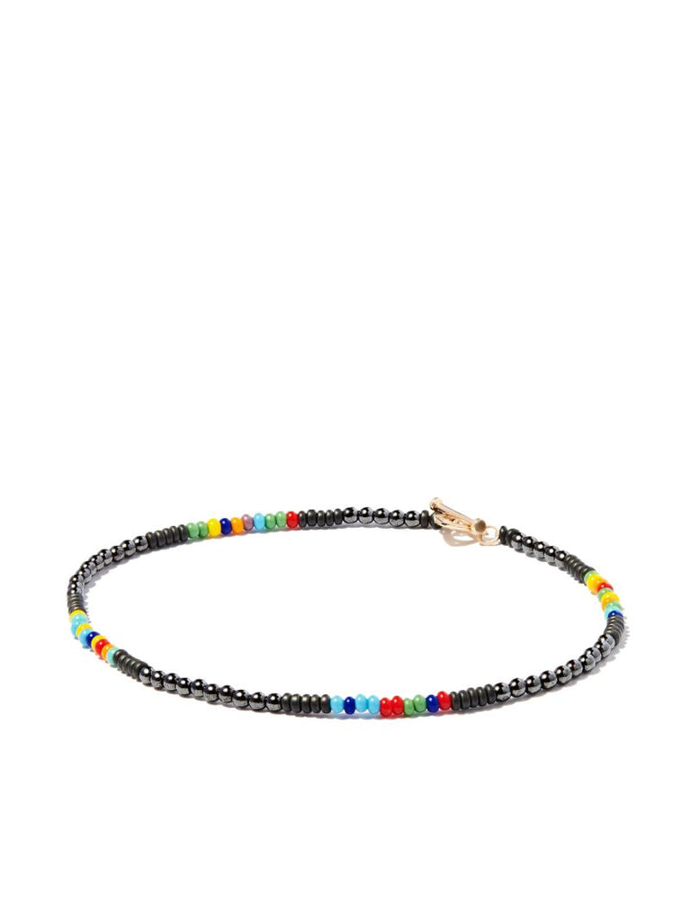 14k Yellow Gold Evil Eye Beaded Bracelet