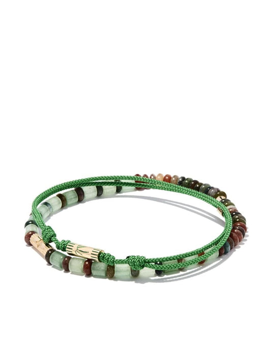 14k Yellow Gold Beaded and Cord Bracelet Set