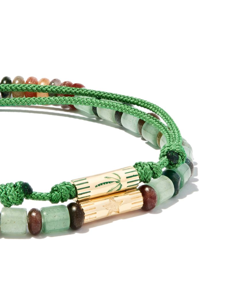 14k Yellow Gold Beaded and Cord Bracelet Set